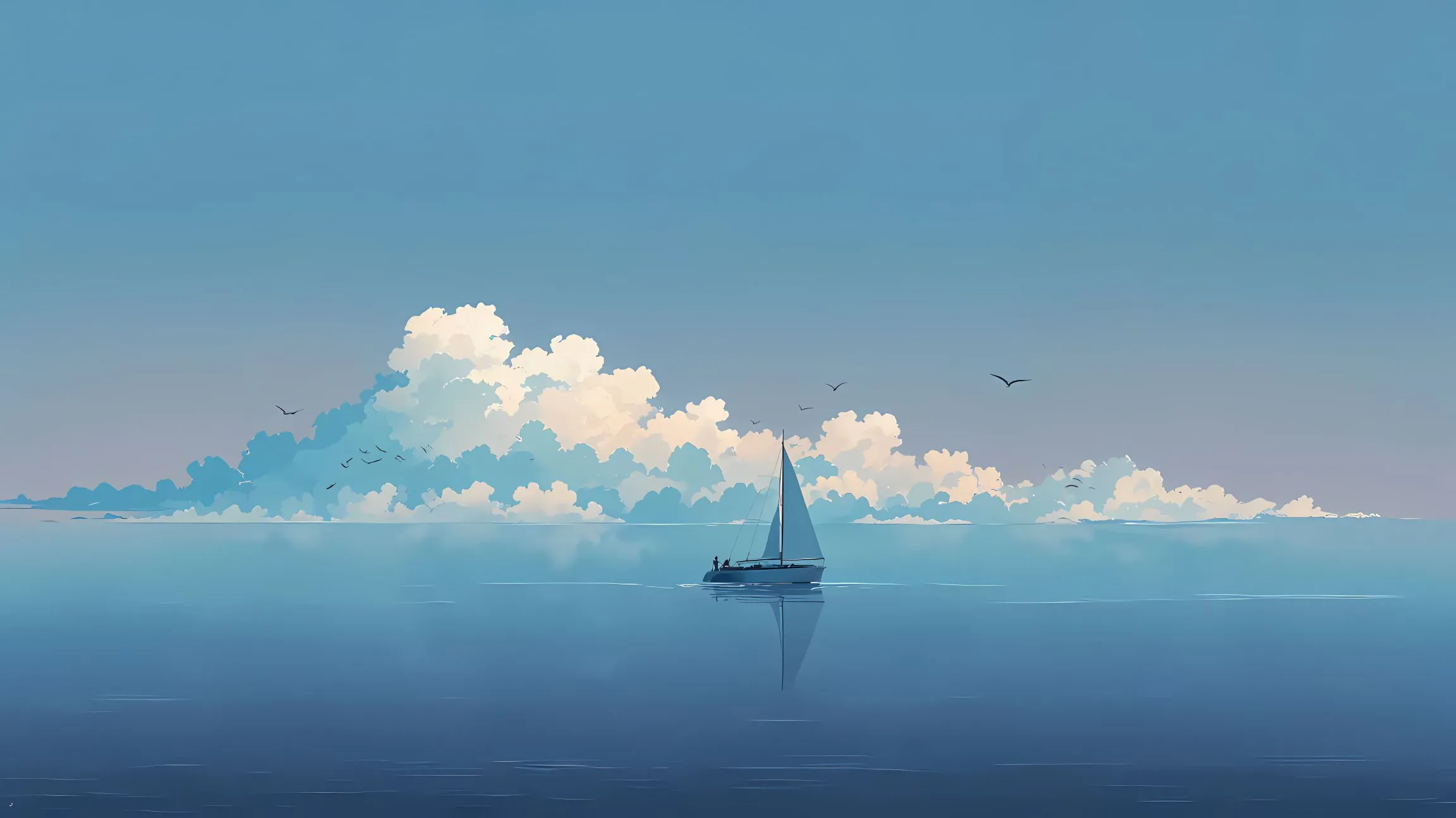 风景 超好看的风景 蓝色 白云 壁纸预览