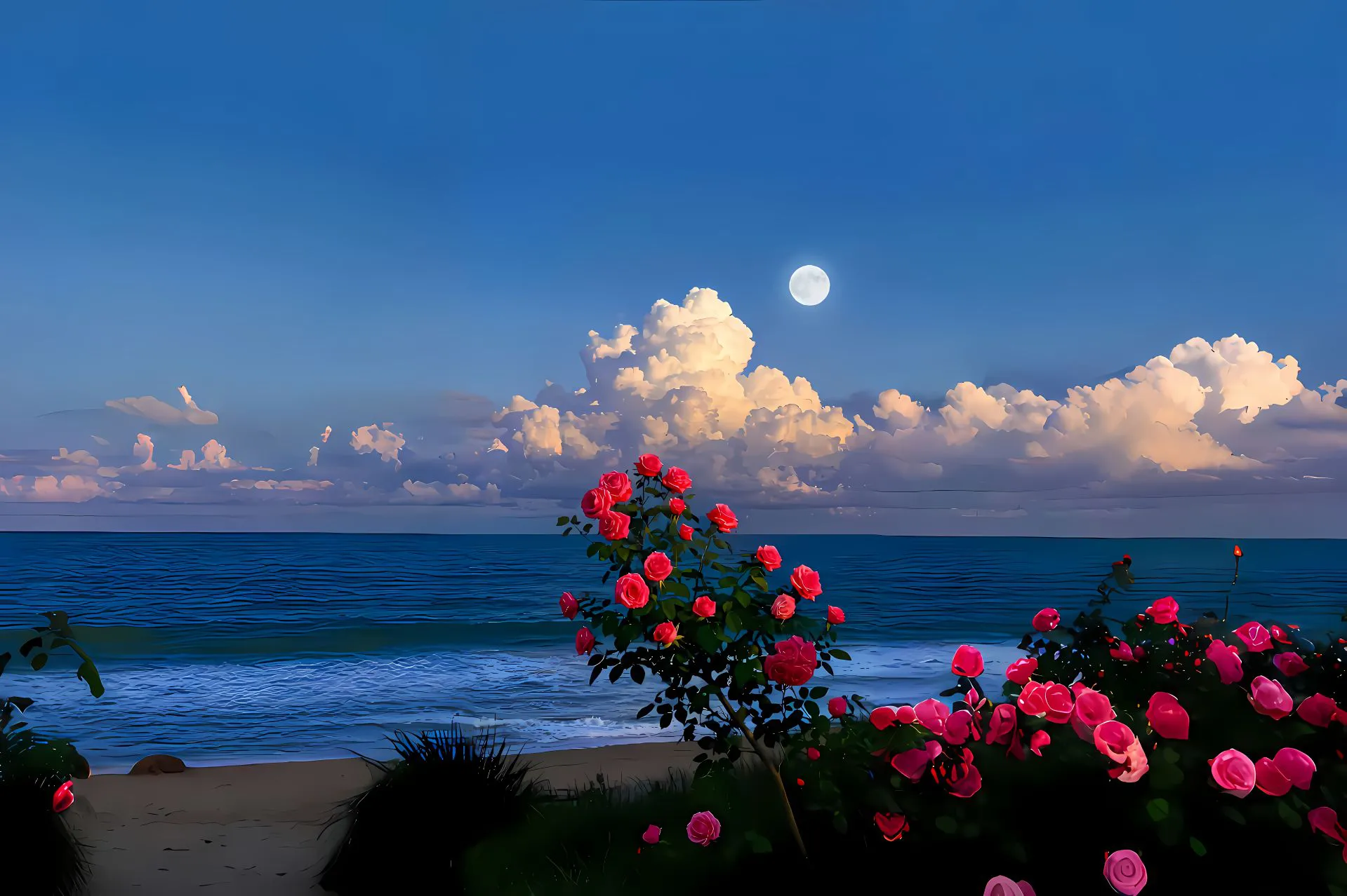 海边 绝美 氛围感 花卉 风景 壁纸预览