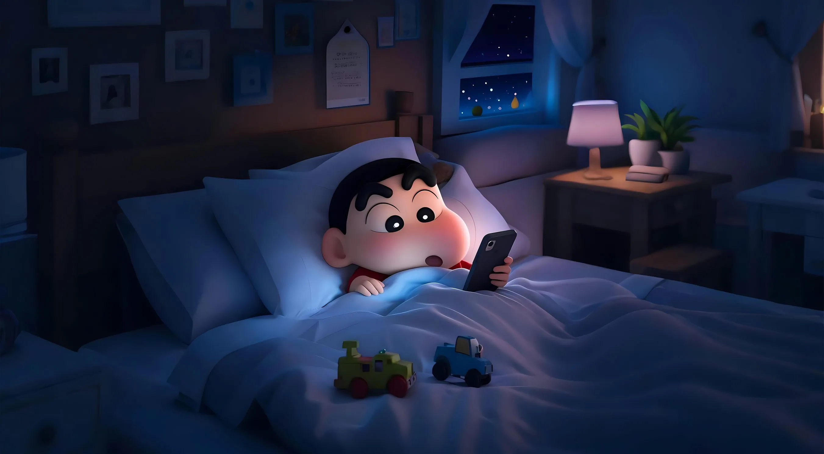 动漫 卡通 蜡笔小新 夜晚 可爱 壁纸预览