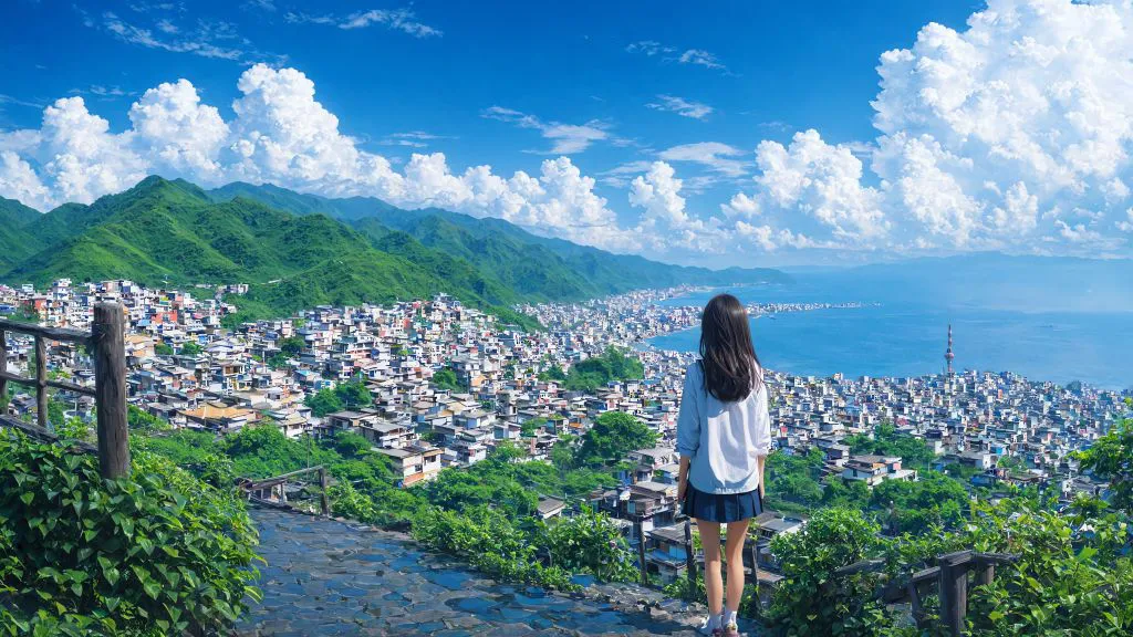 ins风 风景 山峰 动漫少女 超好看的风景 壁纸预览