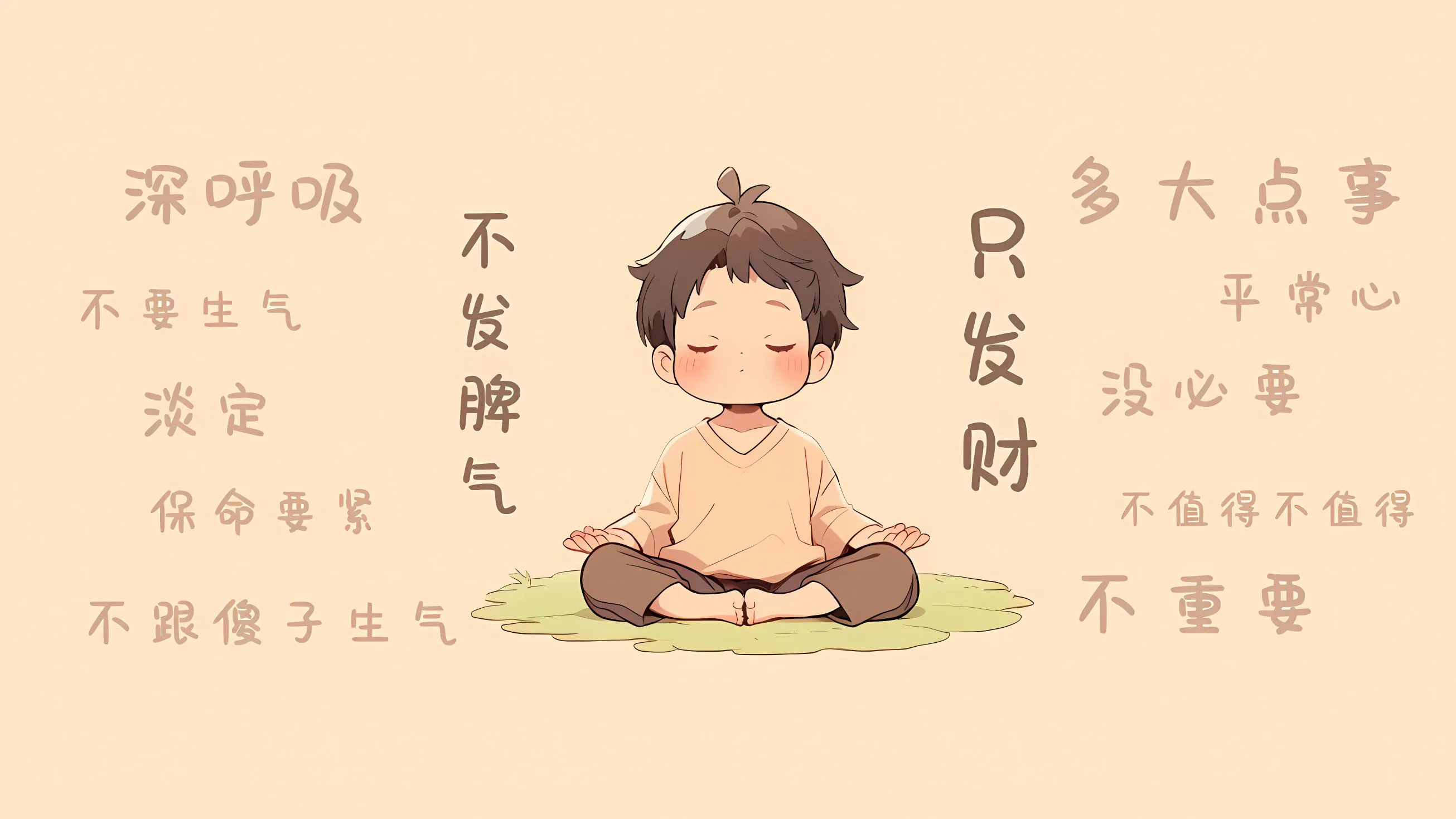 可爱 卡通 文字 小男孩 纯色 壁纸预览