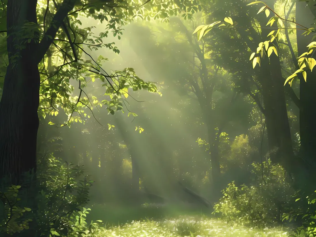 风景 绿色系 森林 丁达尔效应 静谧 壁纸预览