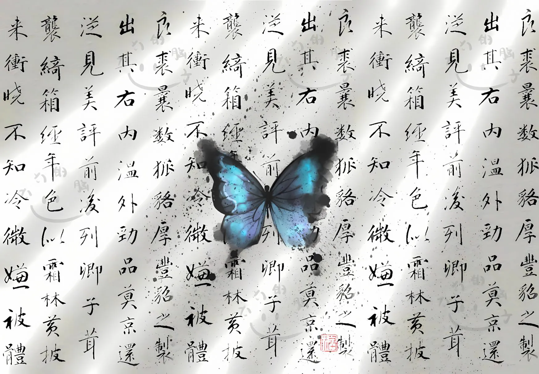 古风 蝴蝶 新中式 书法 插画 壁纸预览