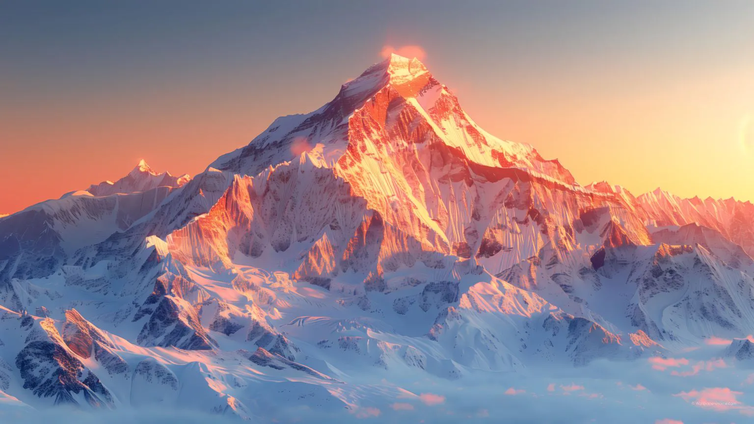 绝美 大自然 雪山 日照金山 风景 壁纸预览