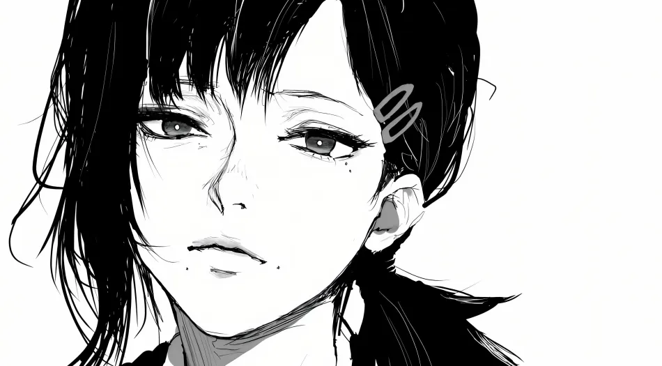 二次元,动漫(分类),元气少女,黑白画,动漫少女 壁纸预览