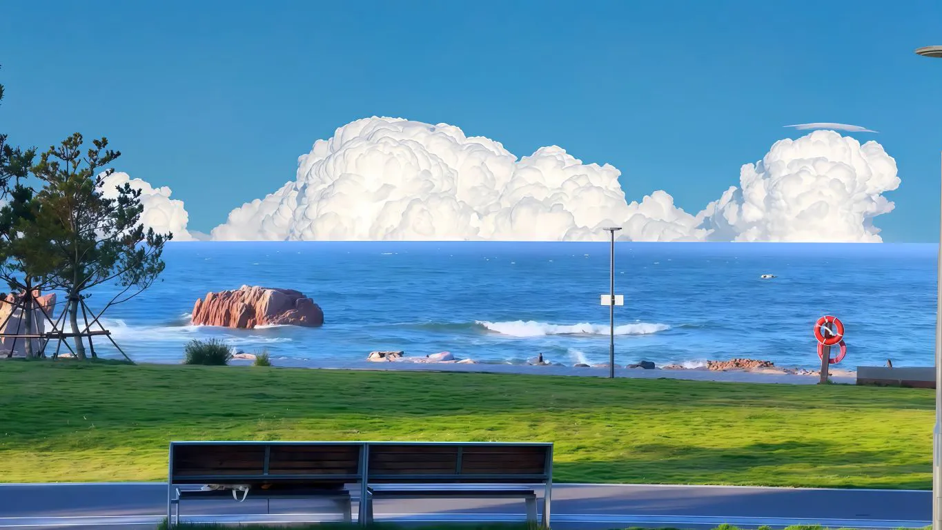 ins风 风景 海边 白云 蓝天 壁纸预览