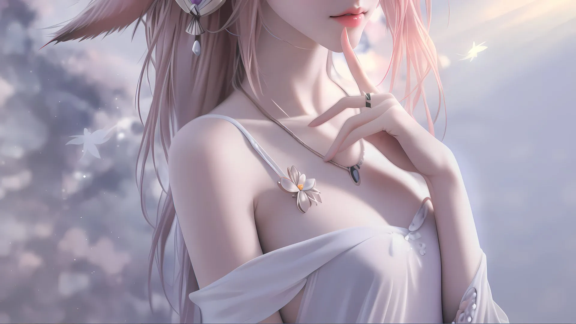 动漫 二次元 狐狸少女 性感 粉色 壁纸预览
