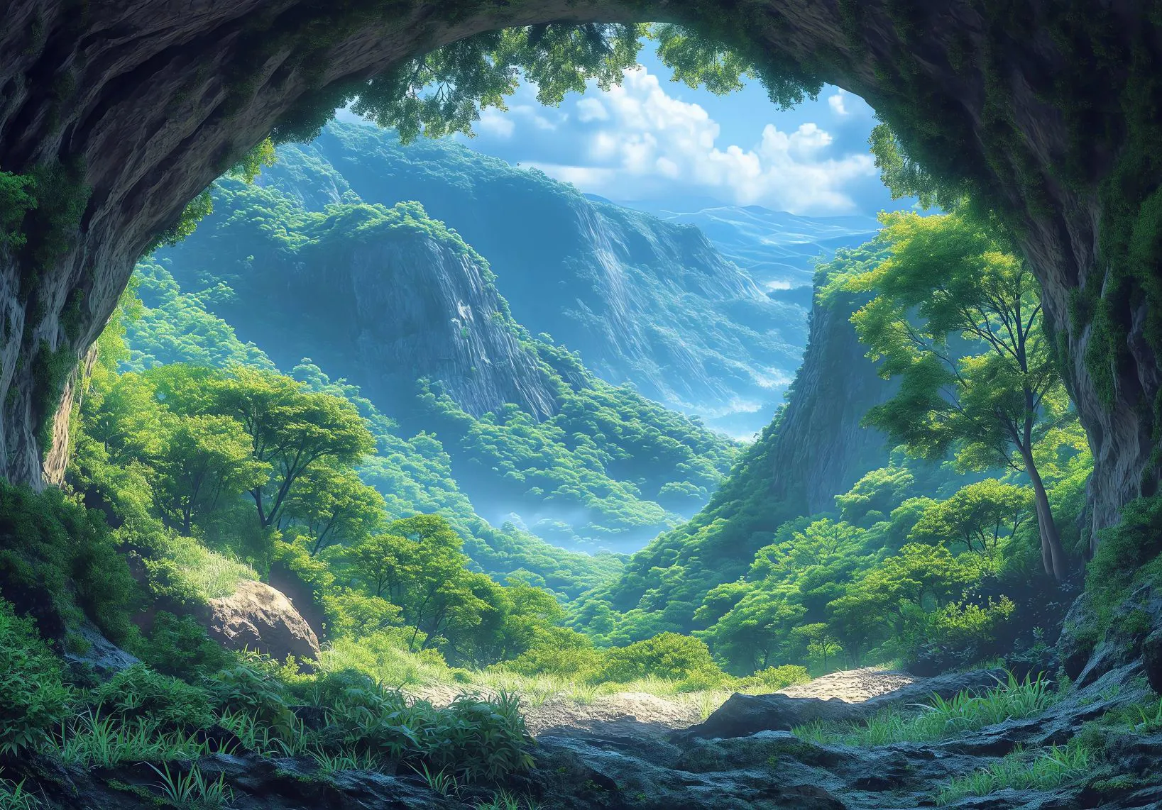 ai绘画 绿色系 治愈 护眼 风景 壁纸预览
