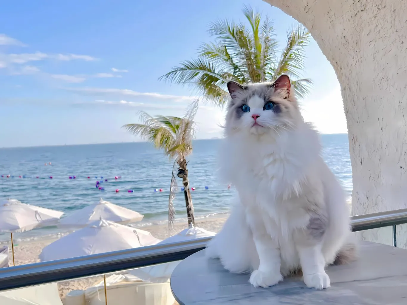 海边 萌宠 可爱 小猫咪 动物 壁纸预览