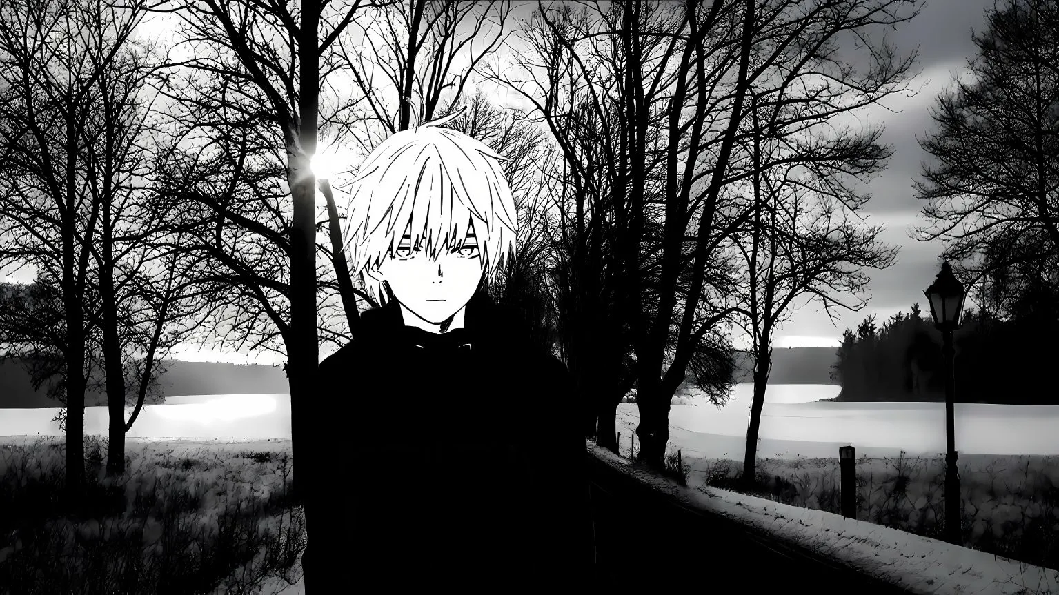 二次元 动漫 黑白漫画 动漫帅哥 神秘 壁纸预览