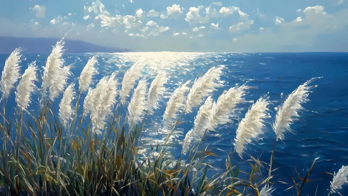 芦苇 河水 好看 蓝色系 风景 壁纸预览