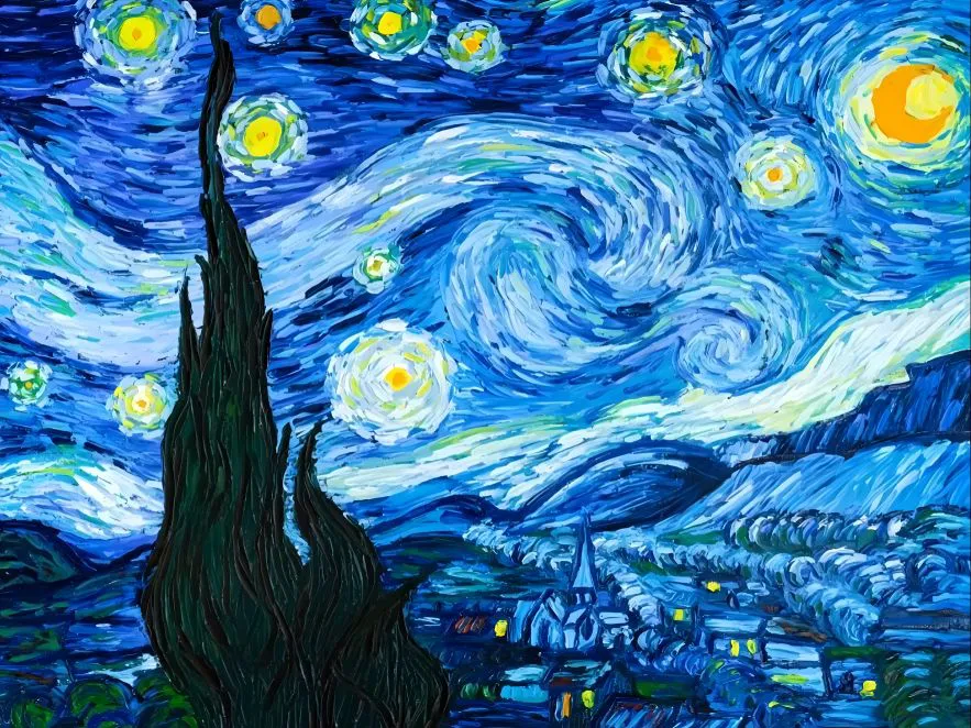 油画 星空 梵高 蓝色系 风景 壁纸预览