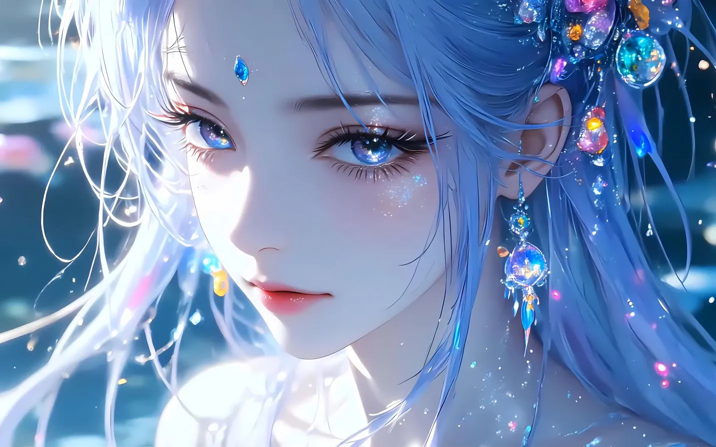 动漫 亮晶晶 蓝色眼睛 乌云散去有繁星 壁纸预览
