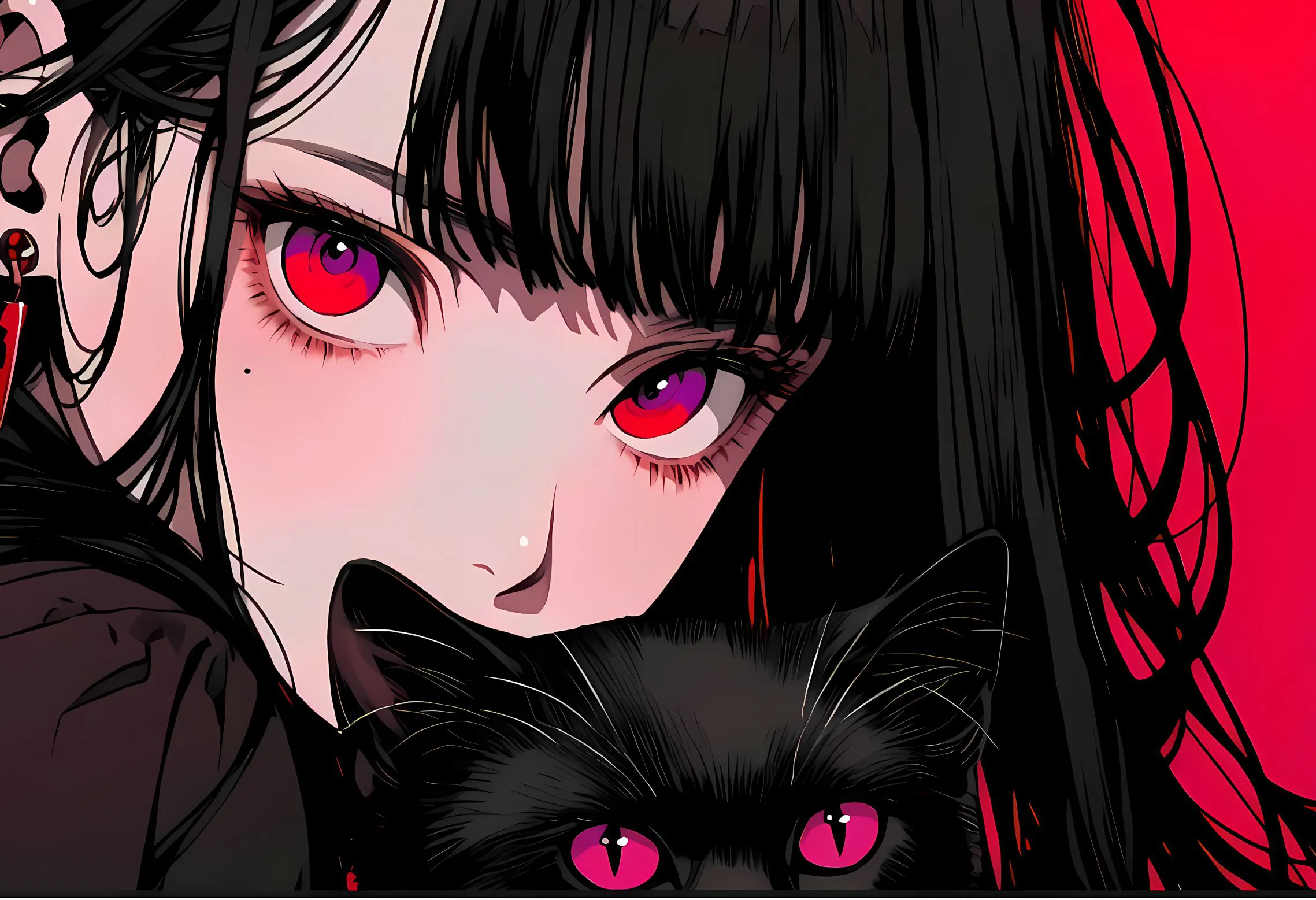 二次元 动漫 动漫少女 可爱 小猫 壁纸预览