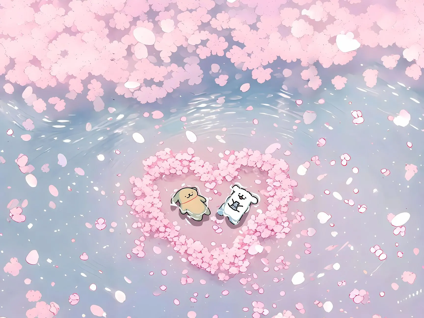 可爱 线条小狗 爱心 小花朵 励志 壁纸预览