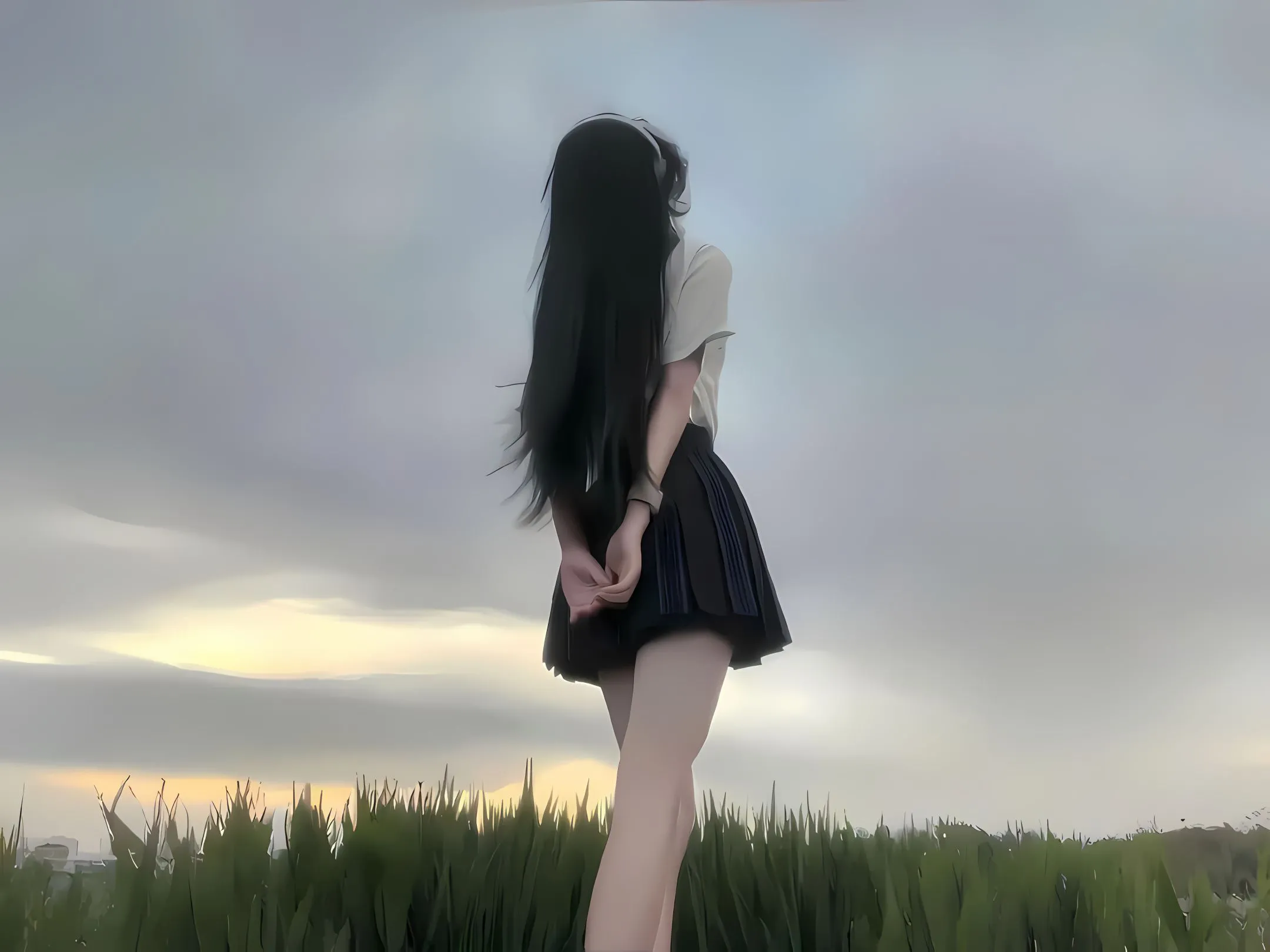 美女 天空 写真 美出天际 壁纸预览