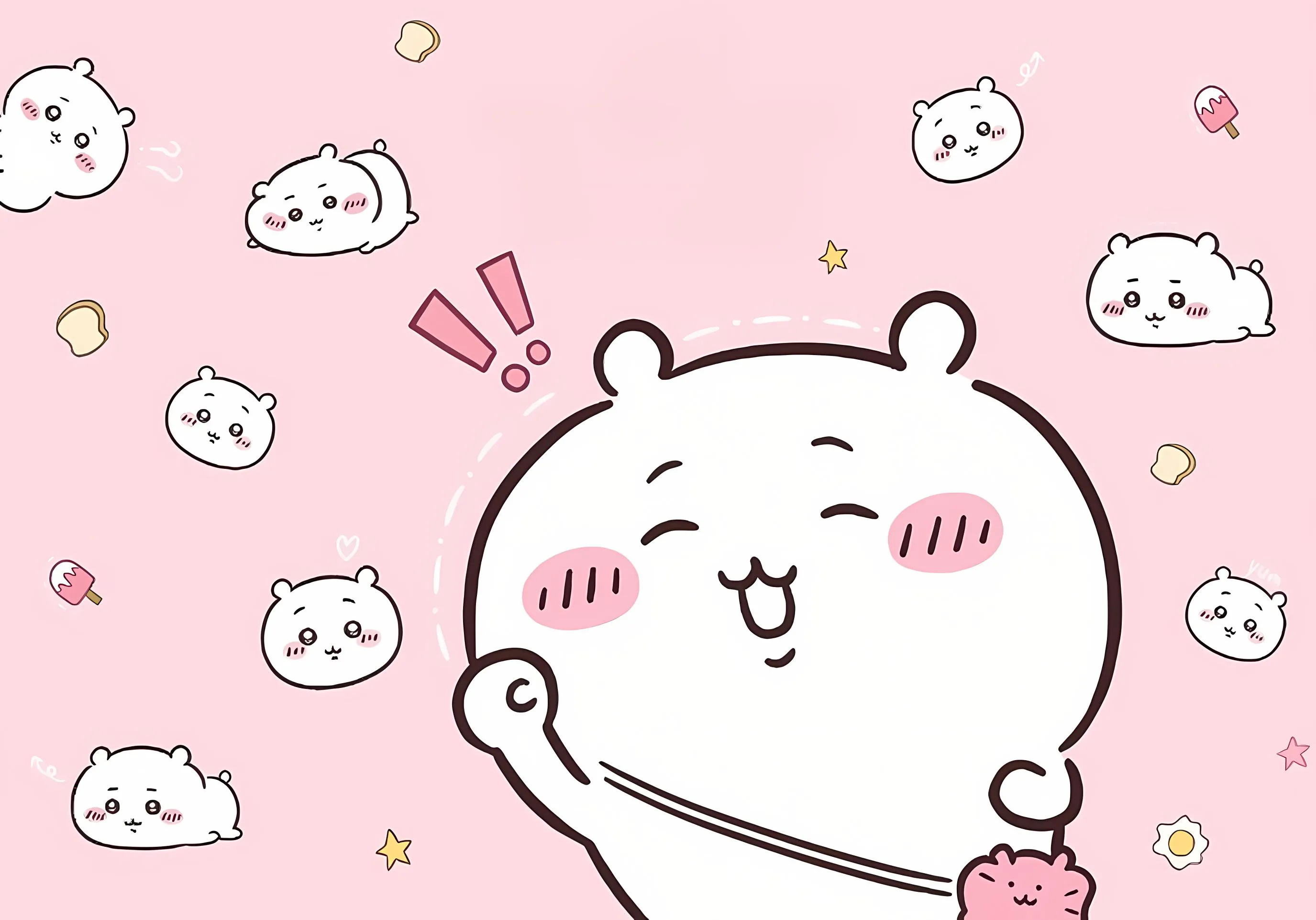 可爱 chiikawa 吉伊 粉色系 卡通 壁纸预览