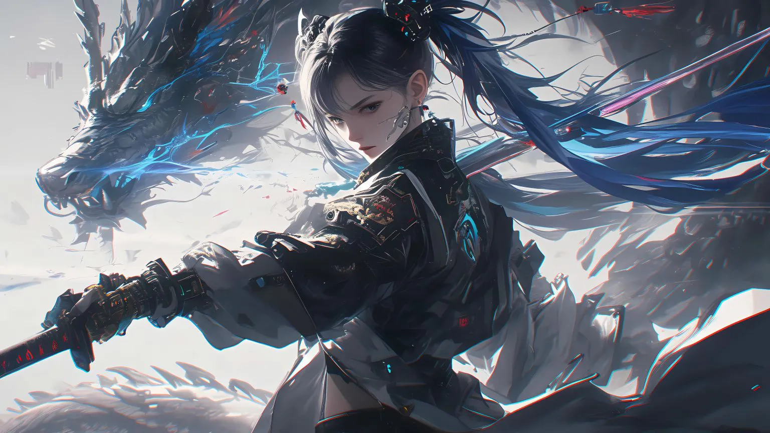 动漫 御龙 双马尾少女 酷炫 壁纸预览