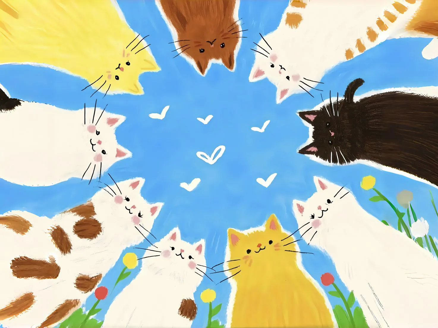 猫猫 插画 可爱 手绘 卡通 壁纸预览