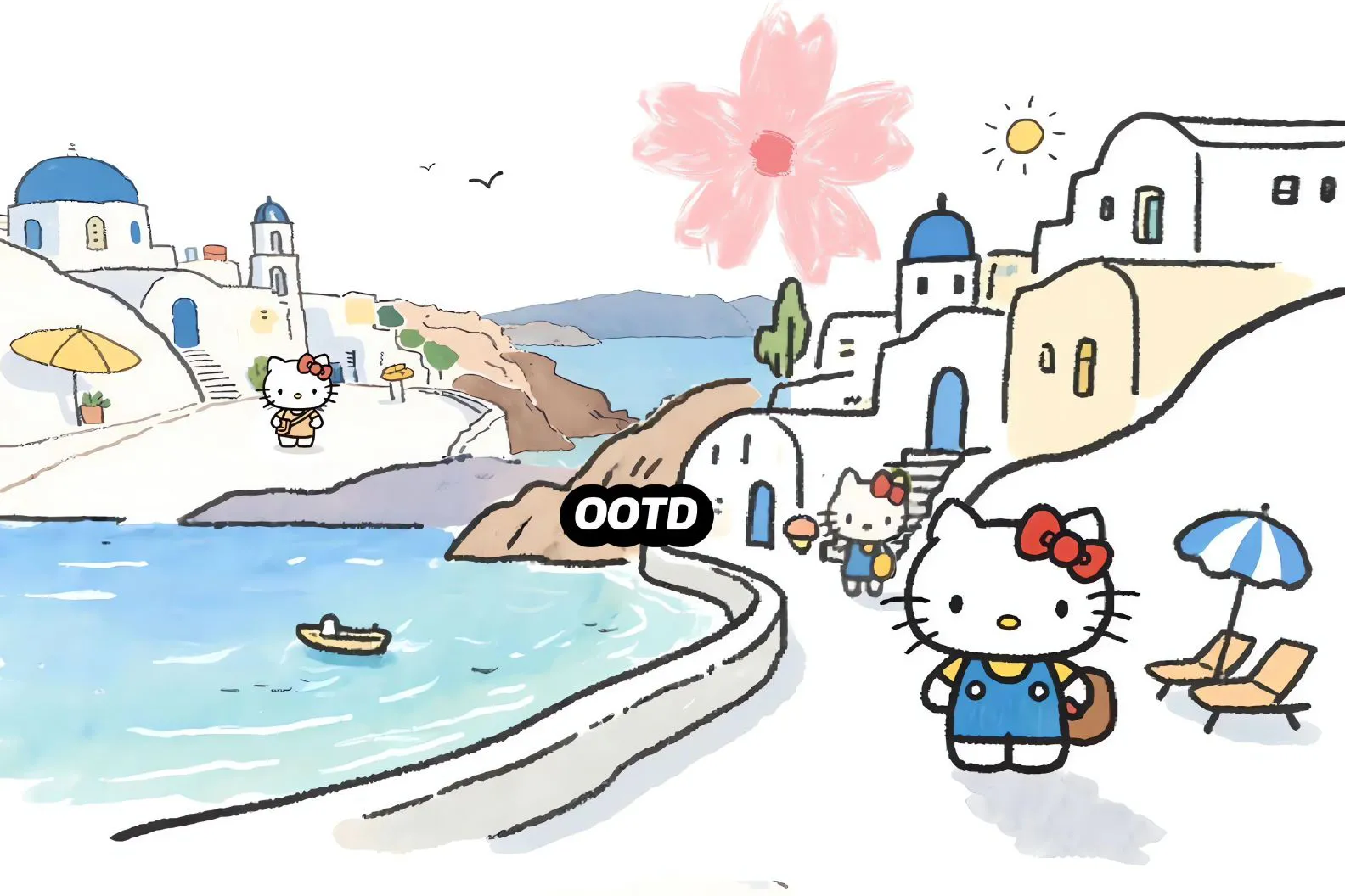 可爱 helloKitty 海边 少女心 卡通 壁纸预览