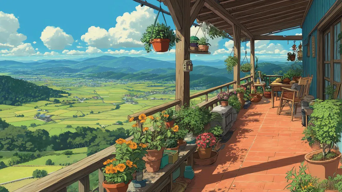 ins风 风景 山居晨曦 动漫插画 自由风 壁纸预览