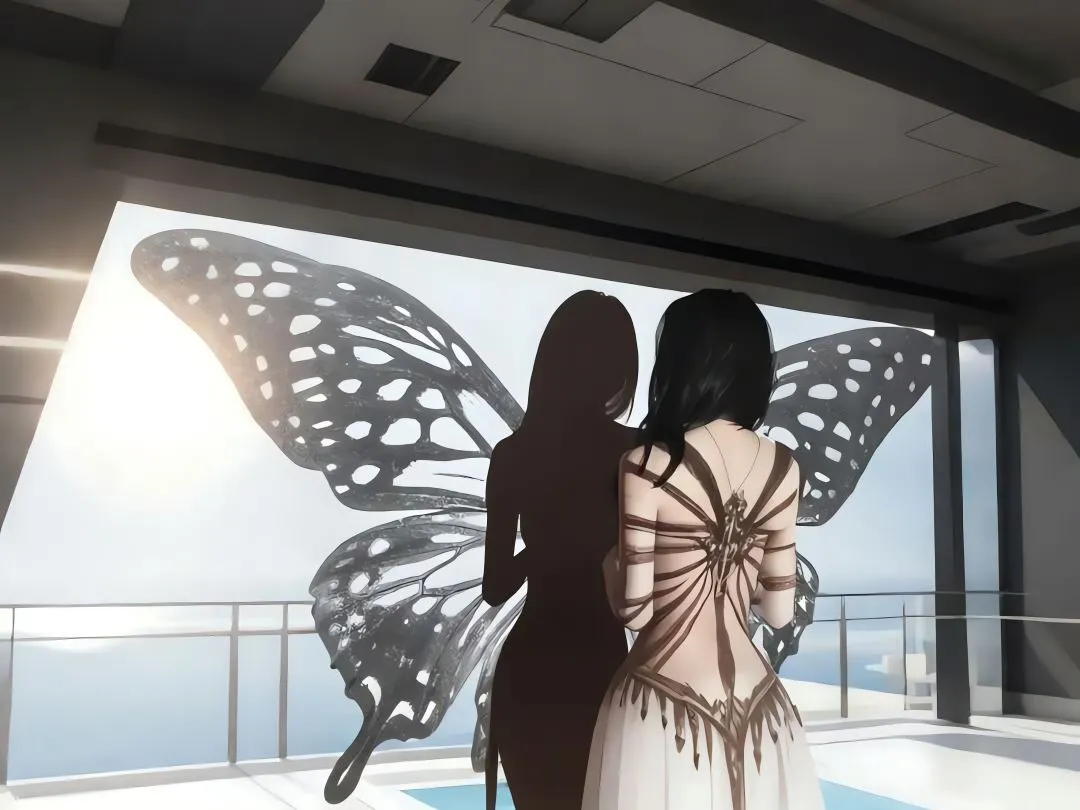 背影 蝴蝶 好看 ins风 美女 壁纸预览