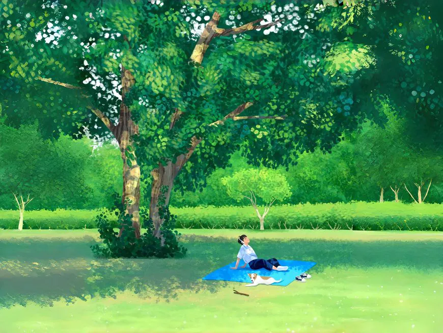 绿色系 护眼 治愈 大自然 插画 壁纸预览