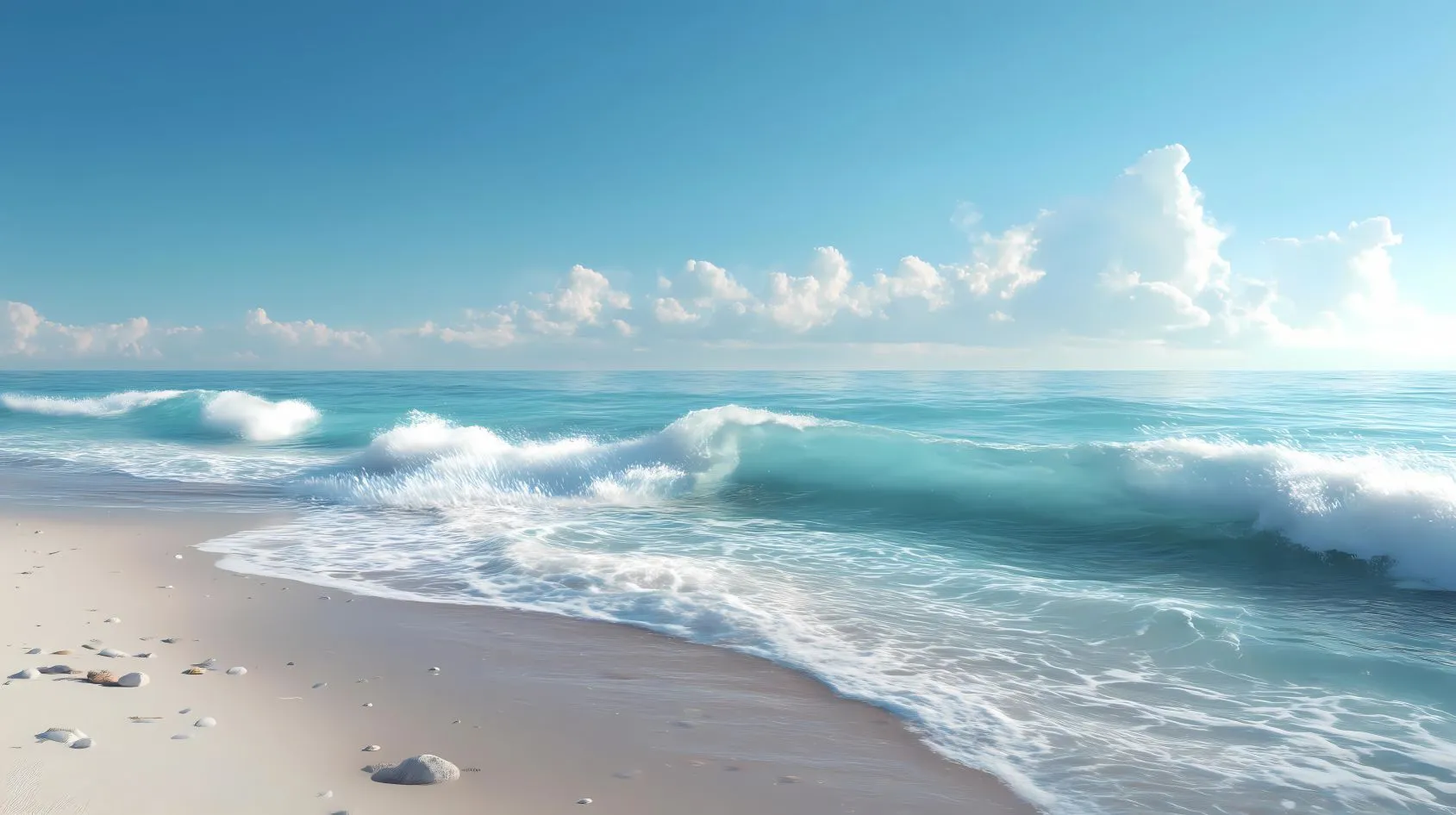 海边 氛围感 浪漫 海浪 蓝色系 风景 壁纸预览
