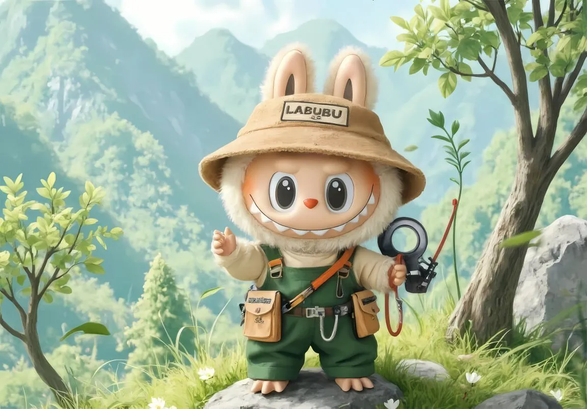 可爱 拉布布 Labubu 春游 卡通 壁纸预览