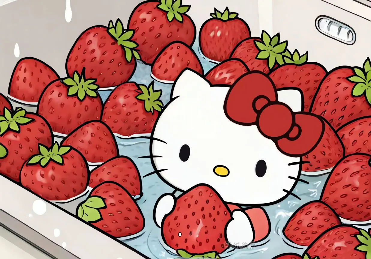可爱 helloKitty 草莓 童真 卡通 壁纸预览