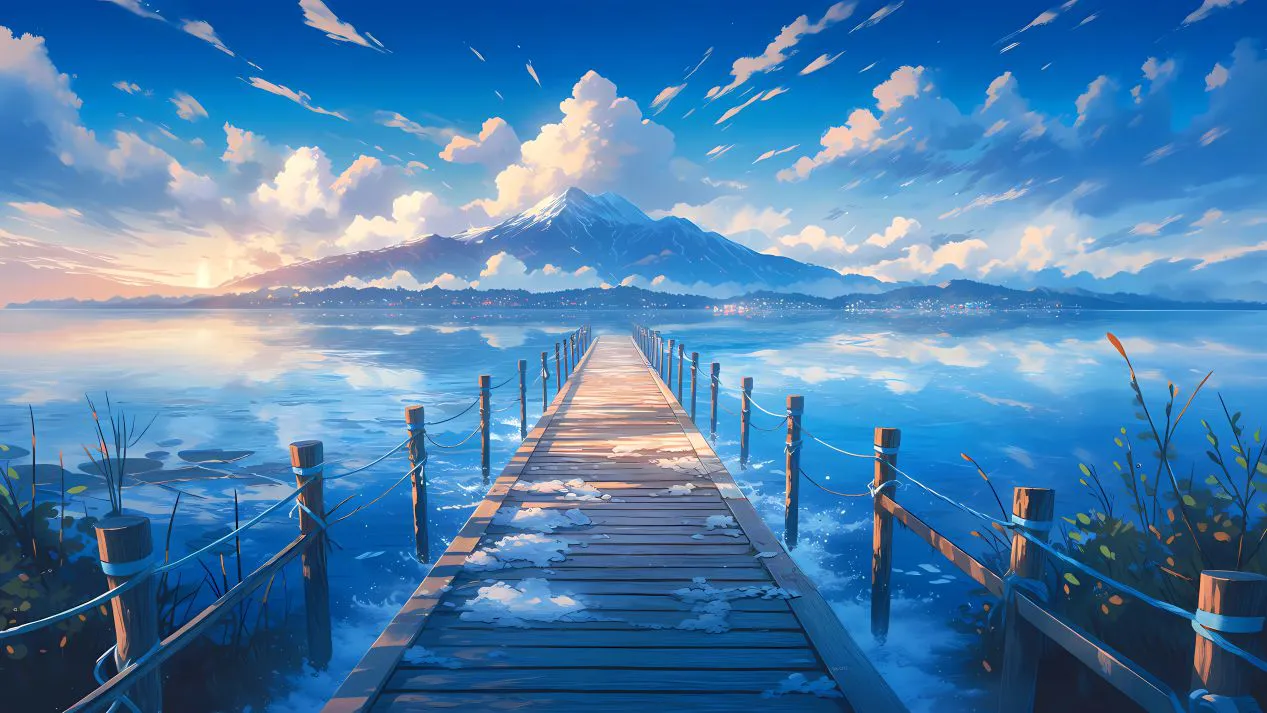 风景 桥 蓝色 在山的那边 壁纸预览