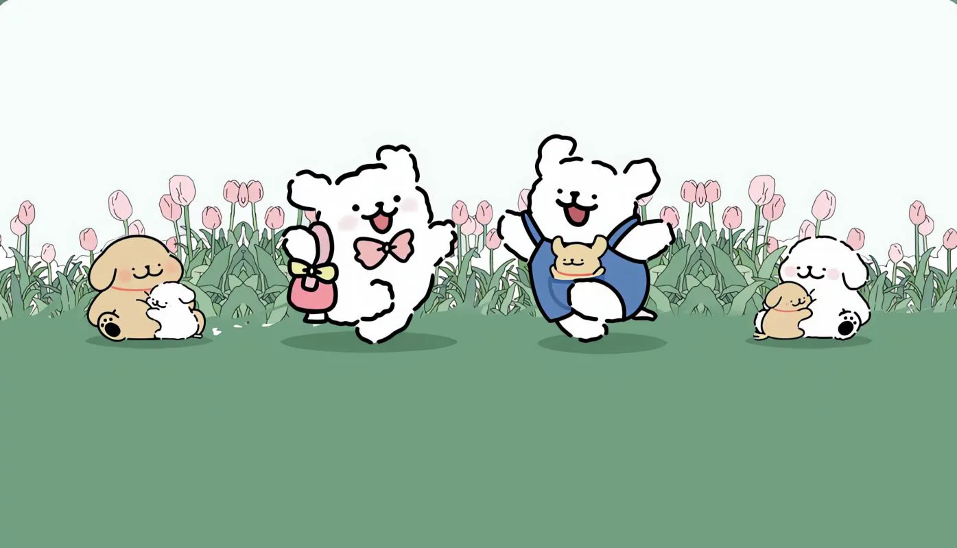 可爱 线条小狗 少女心 治愈 卡通 壁纸预览