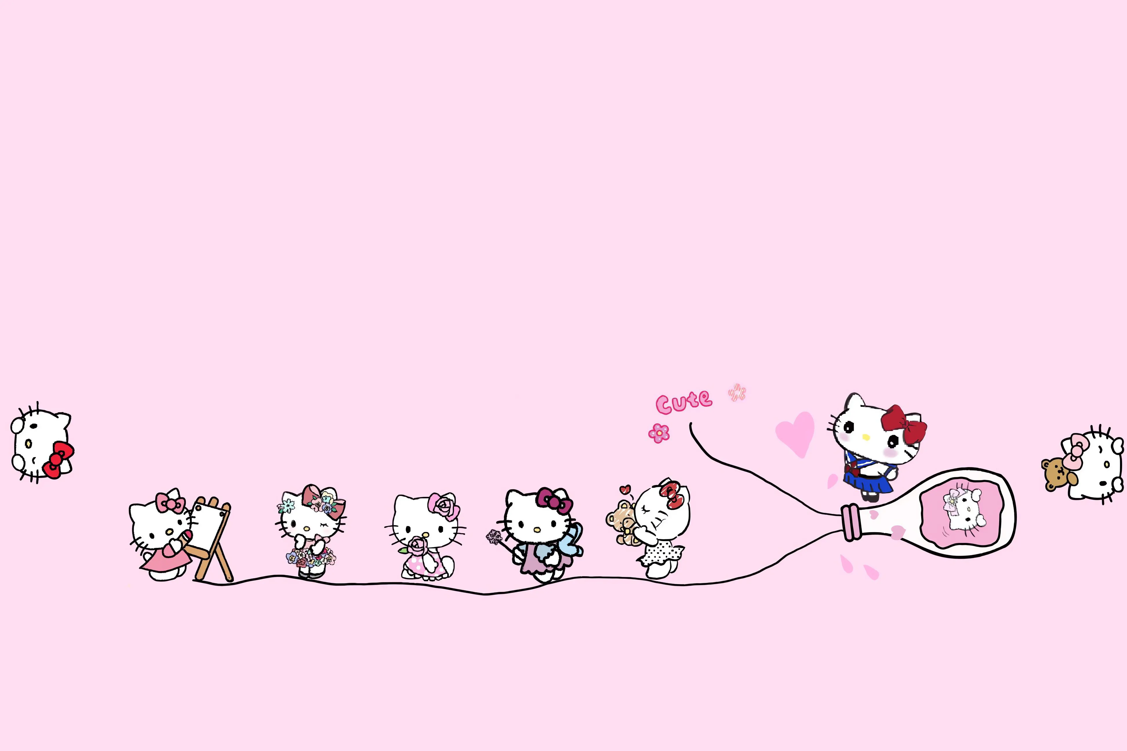 可爱 粉色 helloKitty 套图 卡通 壁纸预览