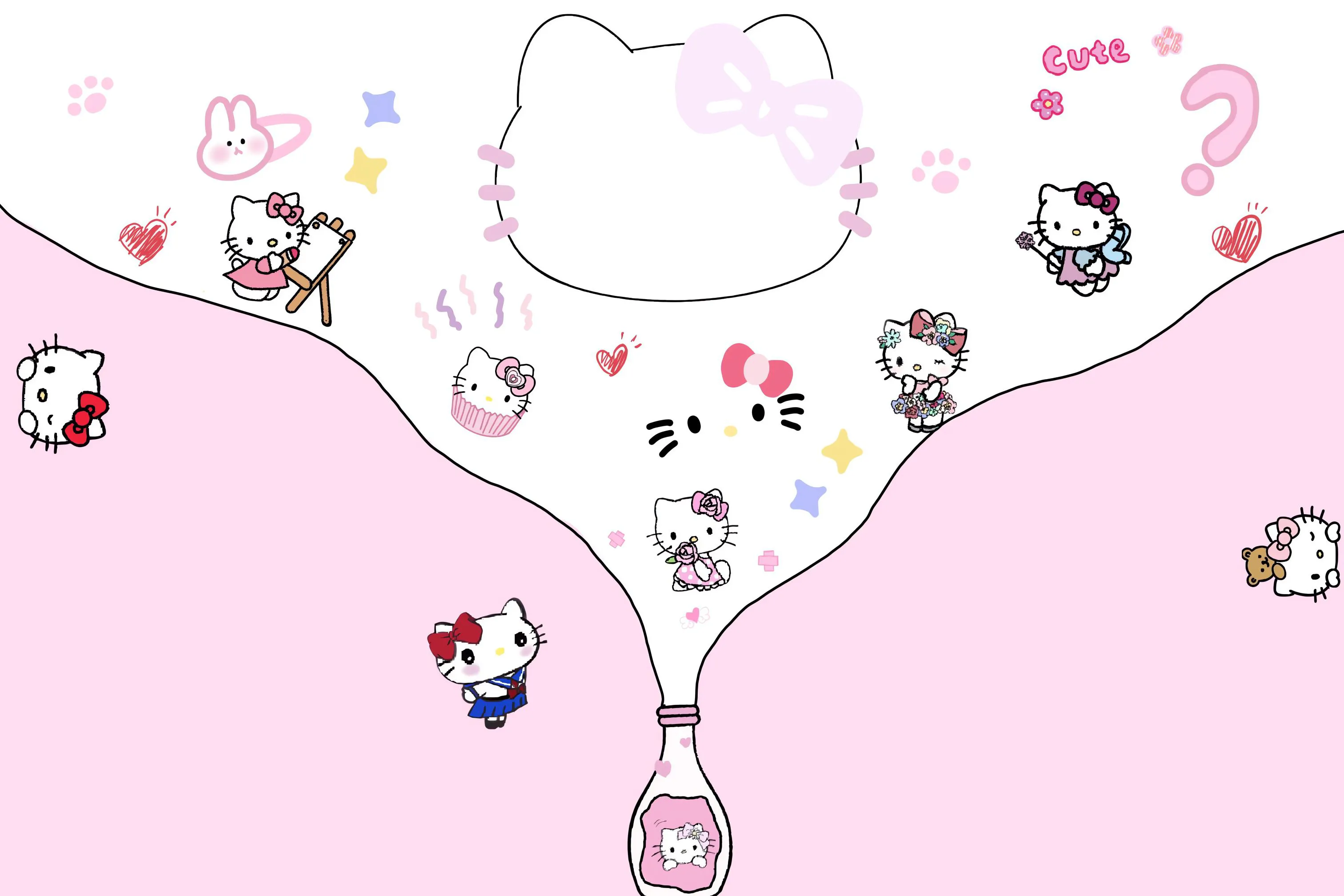可爱 粉色 helloKitty 套图 卡通 壁纸预览