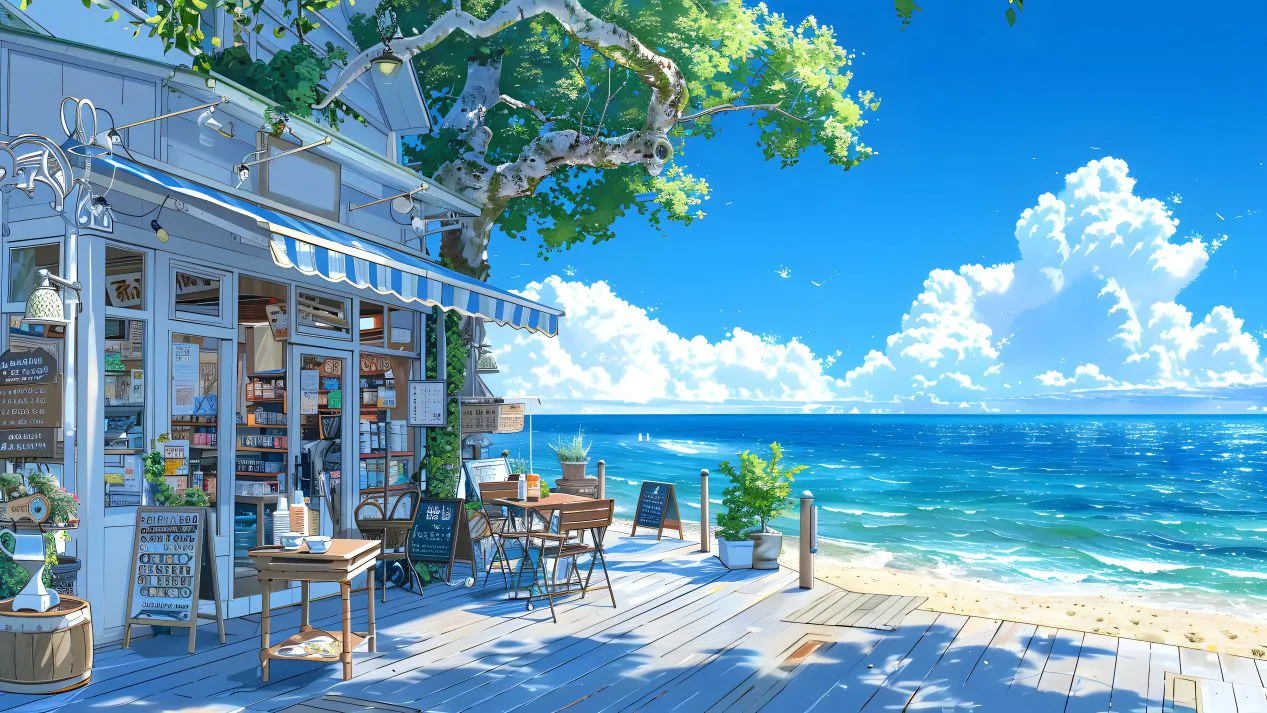 动漫 风景 海边 夏天 壁纸预览