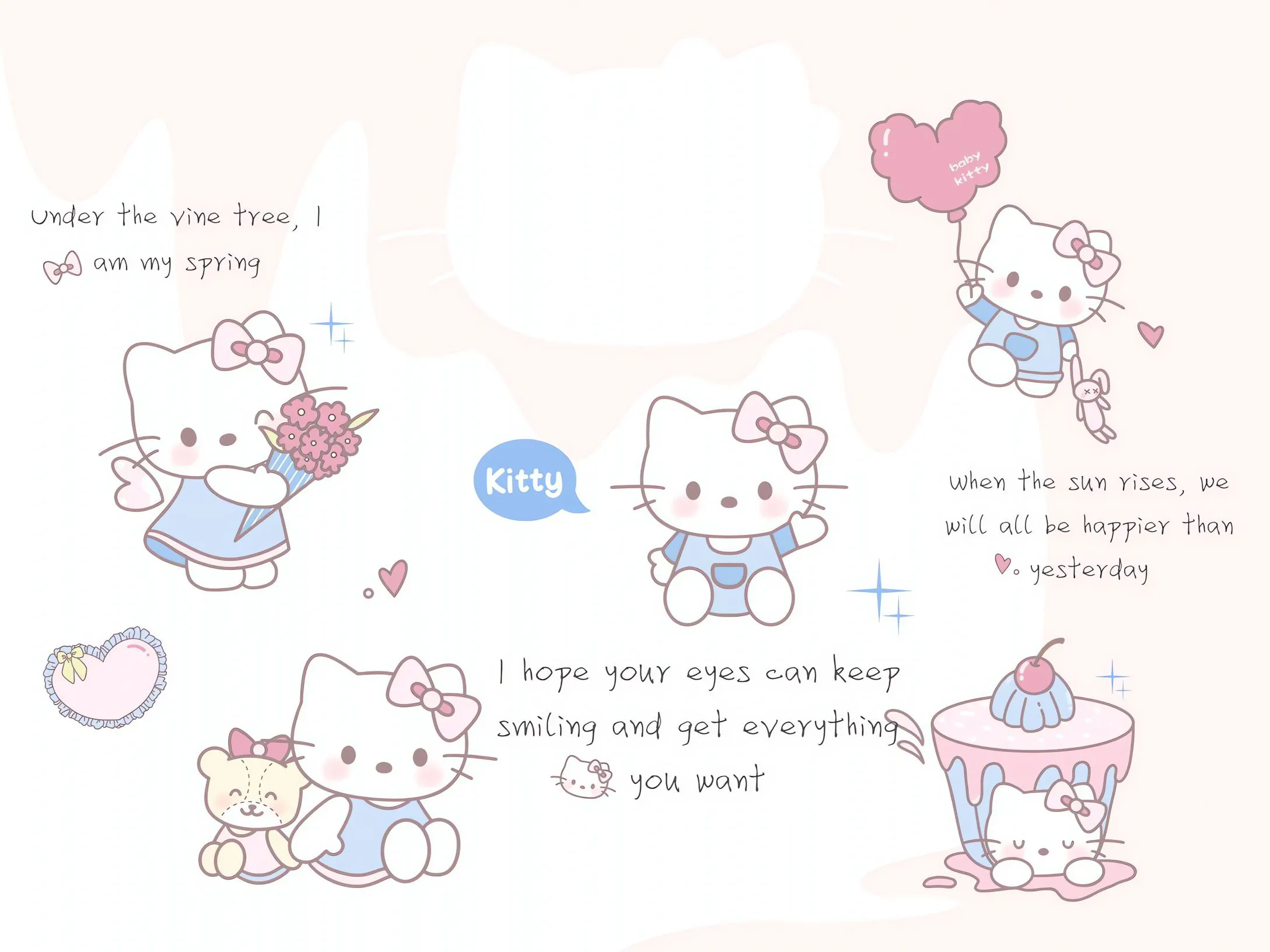可爱 helloKitty 少女心 治愈 卡通 壁纸预览