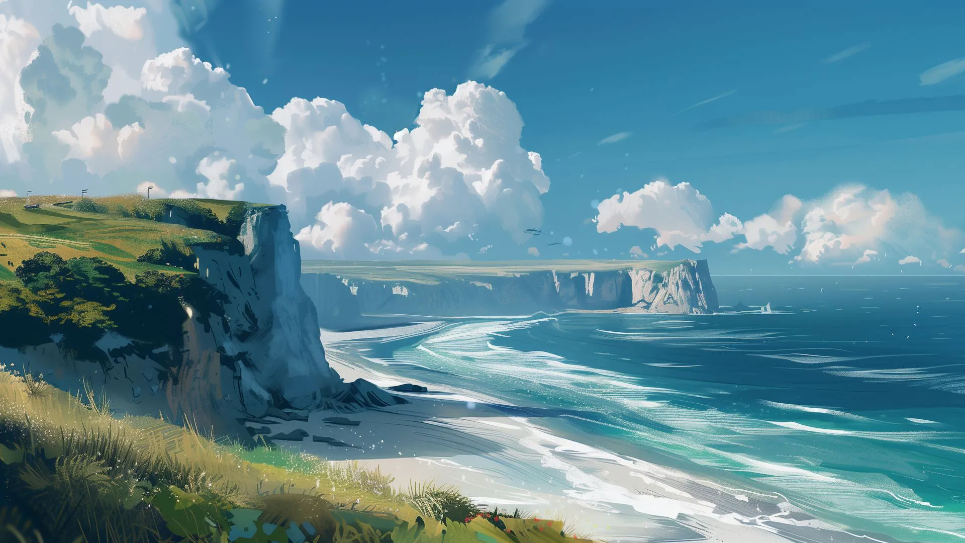 ins风 风景 coastal landscape 动漫插画 唯美 壁纸预览