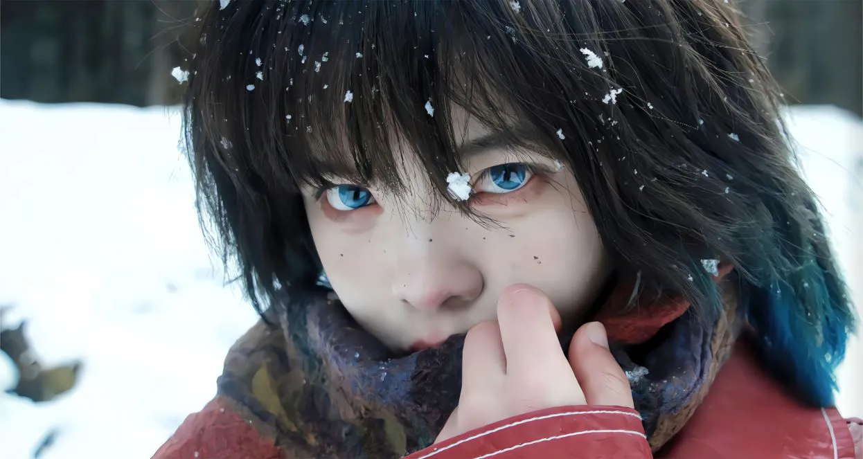 真人 美女 洛上青川 下雪 人物写真 壁纸预览