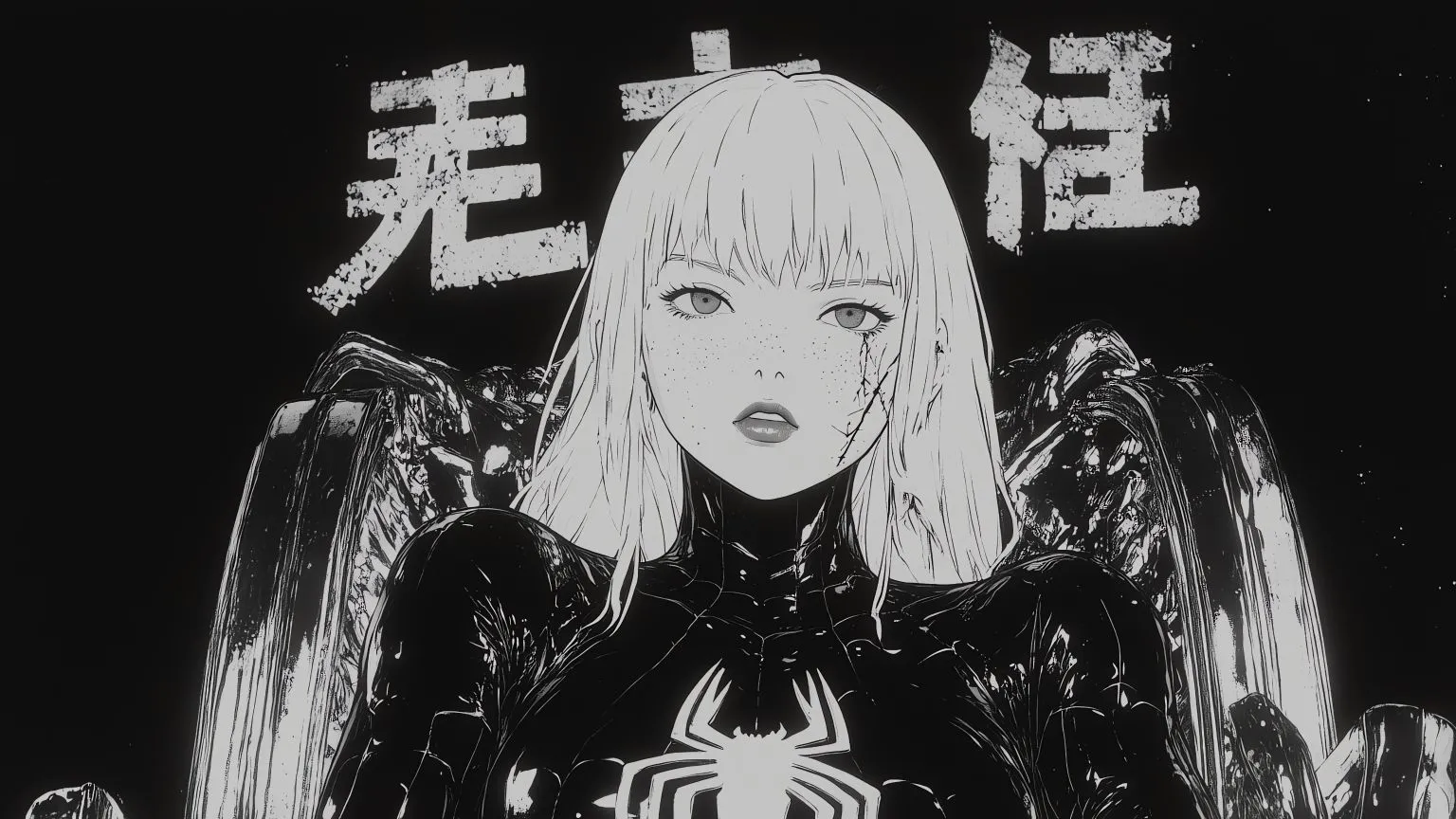 二次元 动漫 girl black white 动漫少女 黑色 壁纸预览
