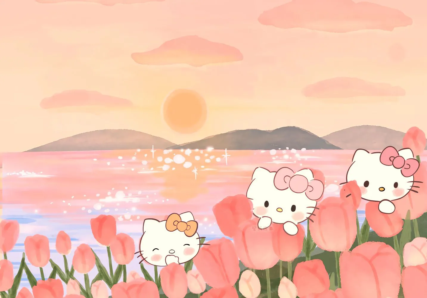 可爱 helloKitty 粉色系 少女心 卡通 壁纸预览