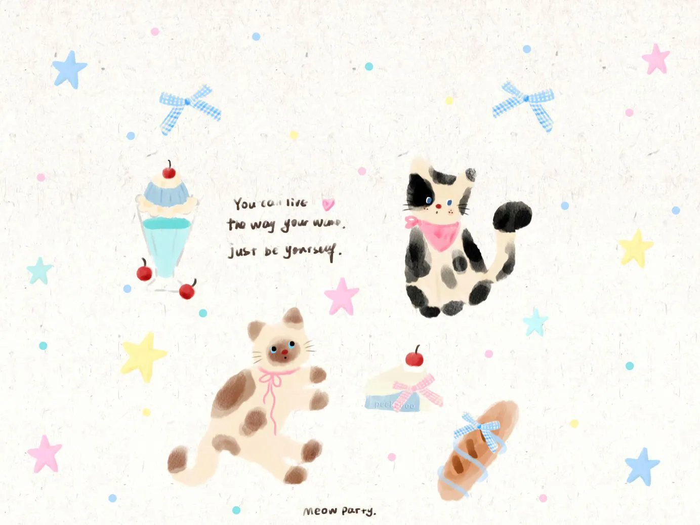 可爱 插画 猫猫 简约 卡通 壁纸预览
