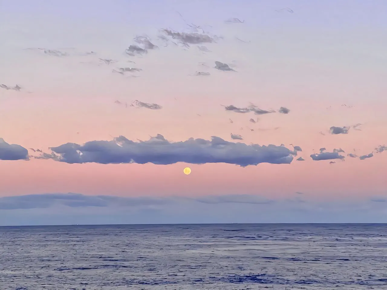 大海 粉色系 浪漫 落日余晖 风景 壁纸预览