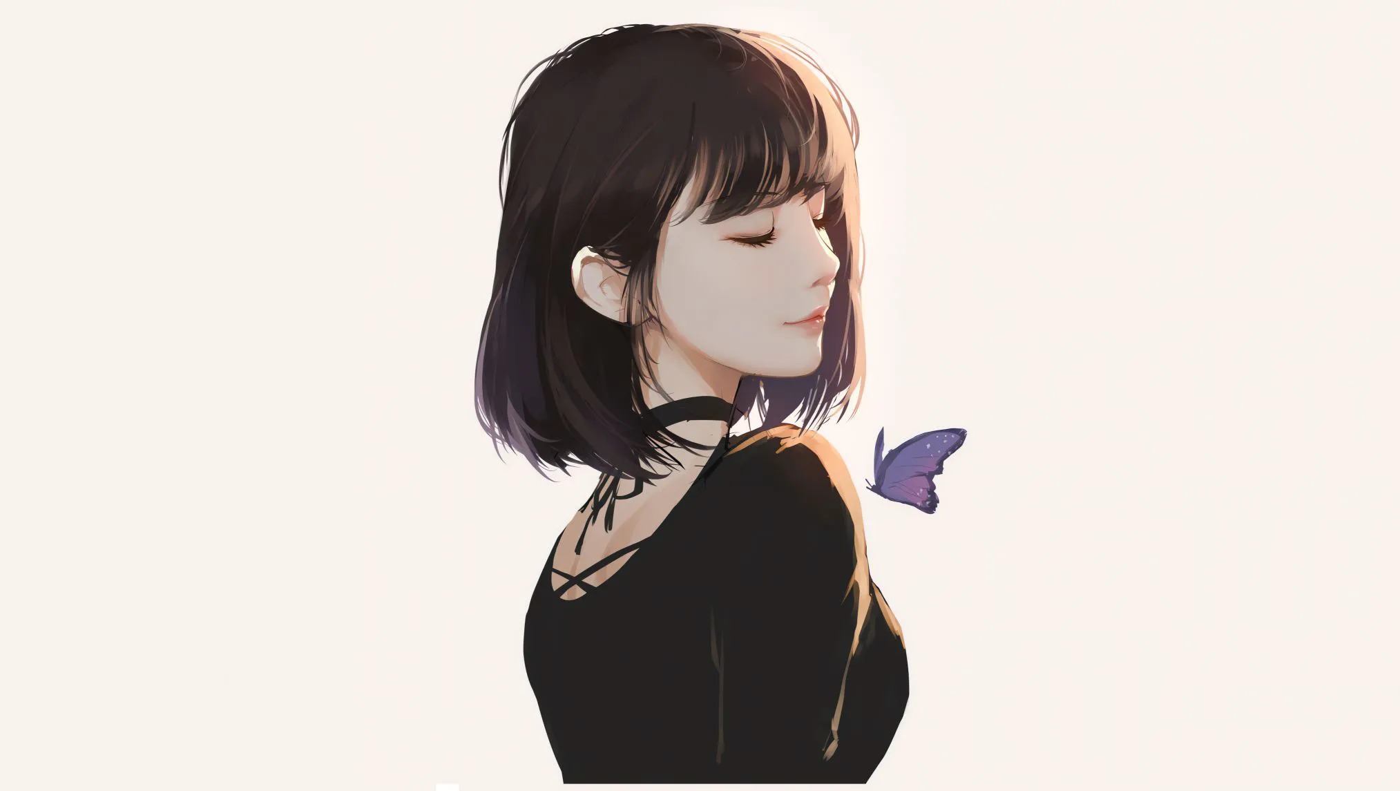 二次元 少女 蝴蝶少女 短发女孩 动漫 壁纸预览