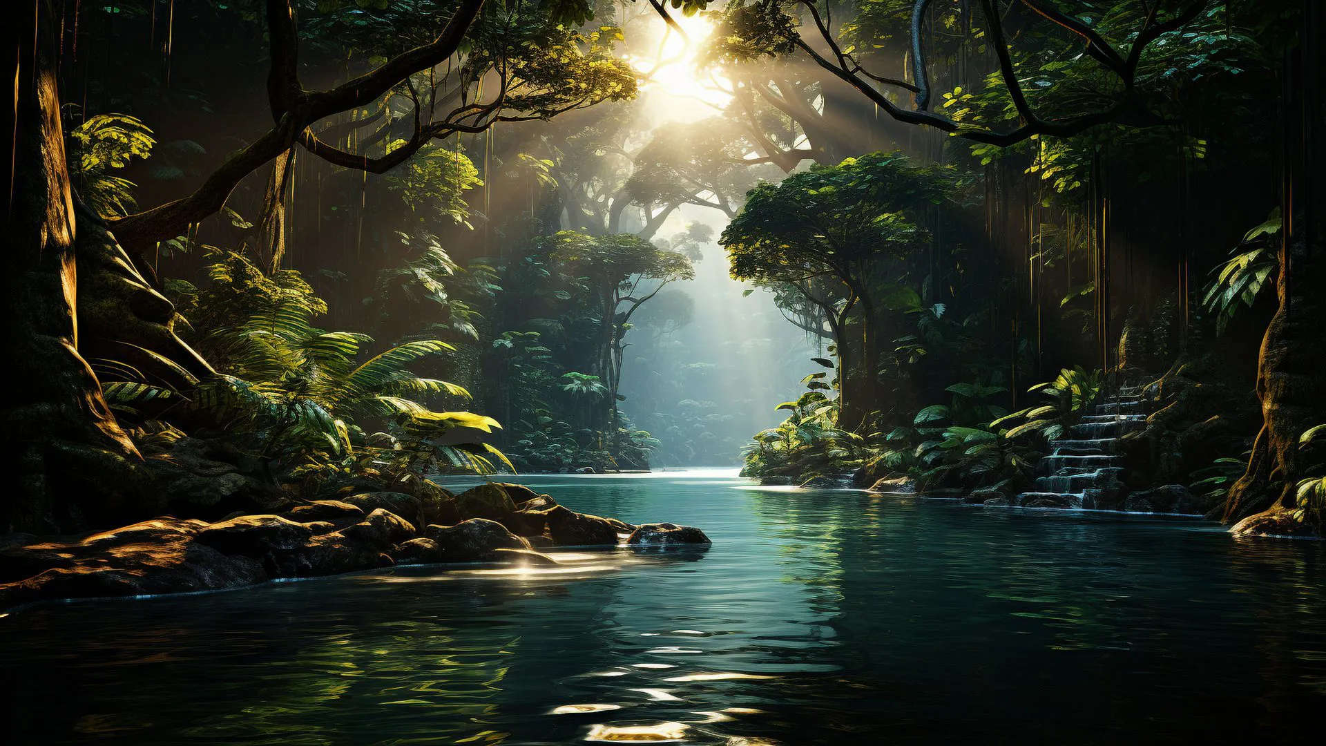 超好看的风景 ins风 tropical rainforest 宁静 水 壁纸预览
