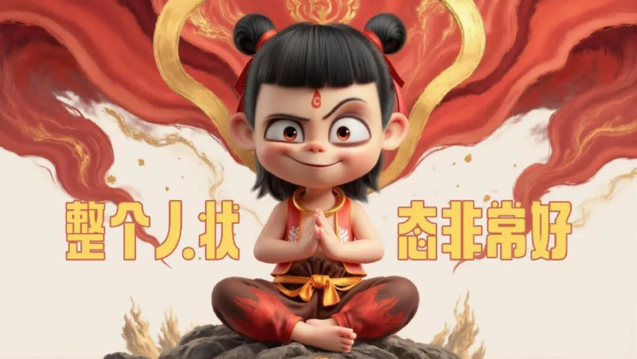 动漫 哪吒 打工人 文字 壁纸预览