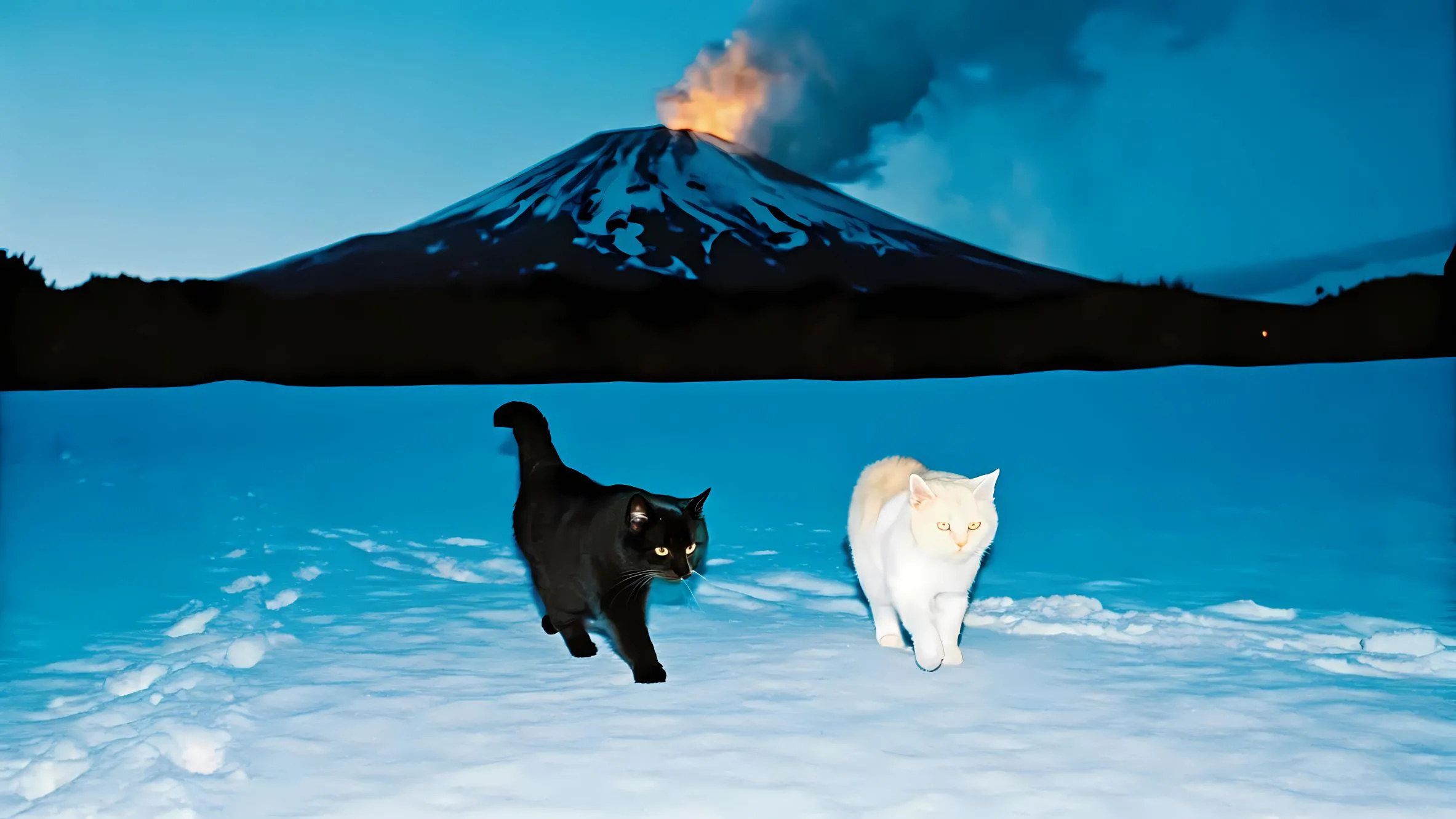风景 猫猫 逃离火山 壁纸预览