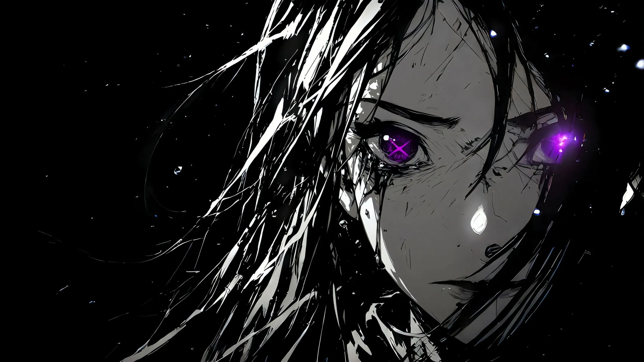 二次元 黑白 动漫 爱幽泪影 个性少女 壁纸预览