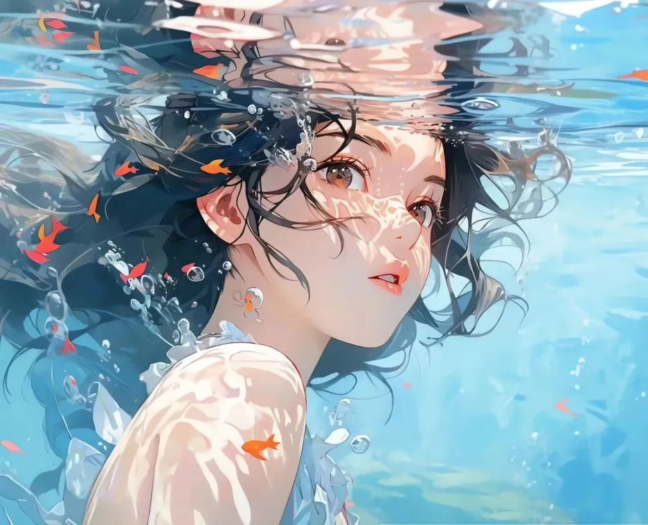 动漫 二次元 动漫少女 水中少女 壁纸预览