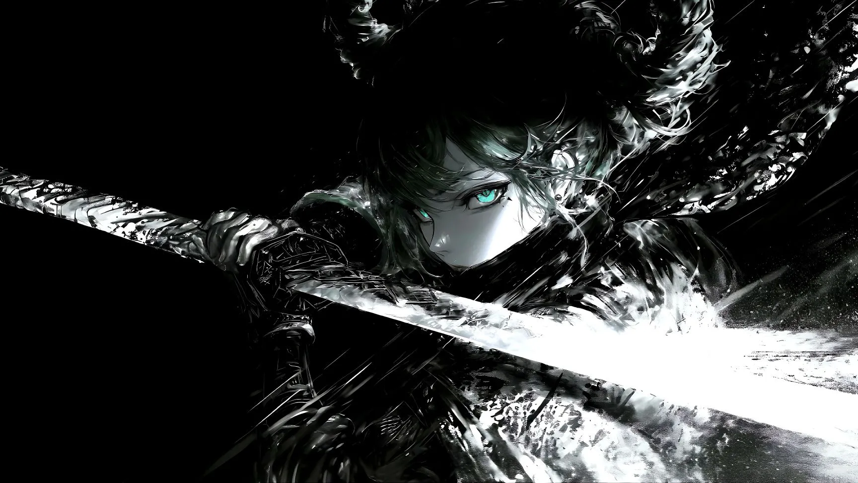 二次元 动漫 fencer 黑白 个性少女 壁纸预览