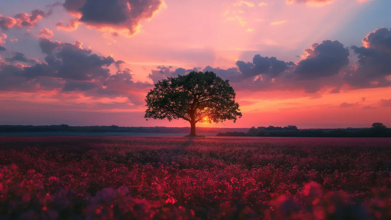 唯美 枫树 秋意 风景 photorealistic view tree nature with branches trunk 壁纸预览